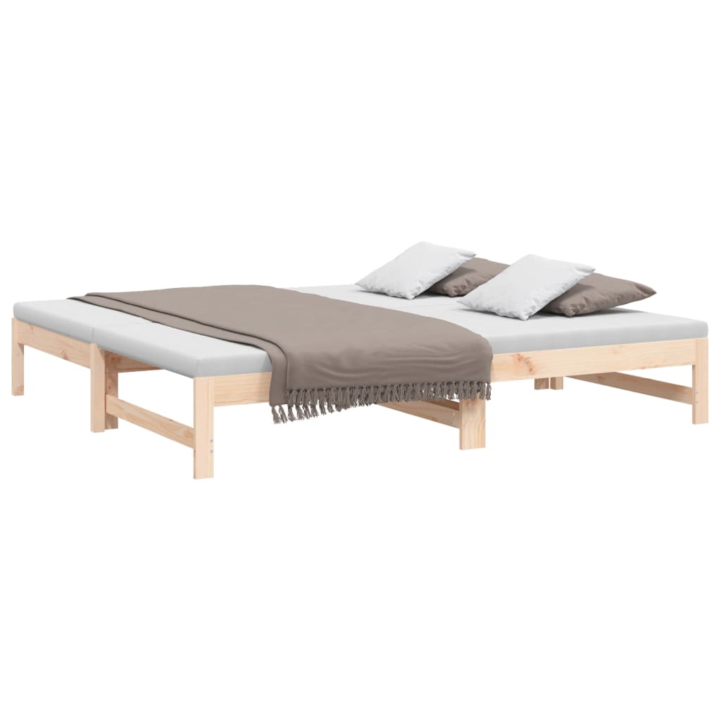 Slaapbank Uitschuifbaar Massief Grenenhout 2X(90X190) Cm 195.5 x 179 x 30 cm Naturel