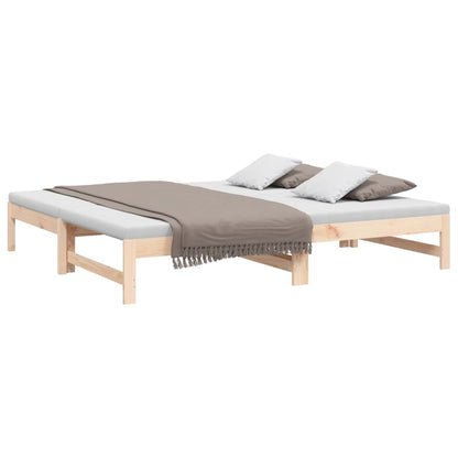 Slaapbank Uitschuifbaar Massief Grenenhout 2X(90X190) Cm 195.5 x 179 x 30 cm Naturel