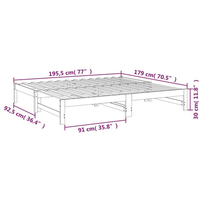 Slaapbank Uitschuifbaar Massief Grenenhout 2X(90X190) Cm 195.5 x 179 x 30 cm Naturel
