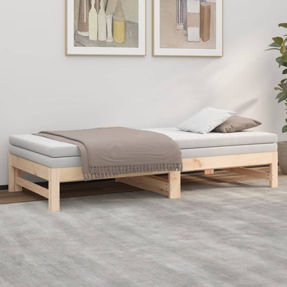Slaapbank Uitschuifbaar Massief Grenenhout 2X(90X190) Cm 195.5 x 179 x 30 cm Naturel