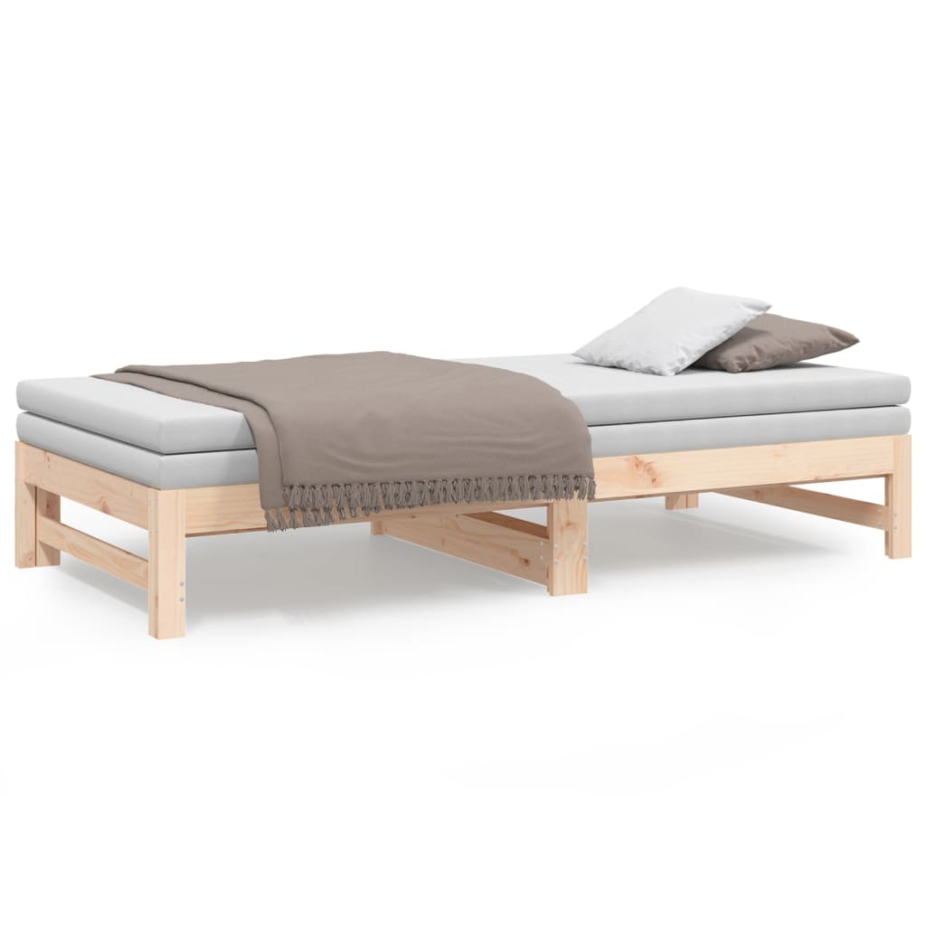 Slaapbank Uitschuifbaar Massief Grenenhout 2X(90X190) Cm 195.5 x 179 x 30 cm Naturel