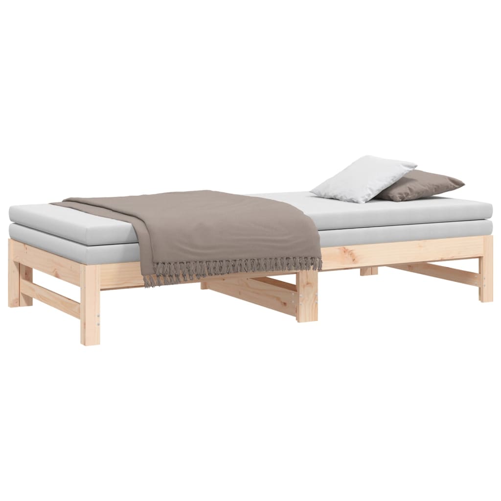 Slaapbank Uitschuifbaar Massief Grenenhout 2X(90X190) Cm 195.5 x 179 x 30 cm Naturel
