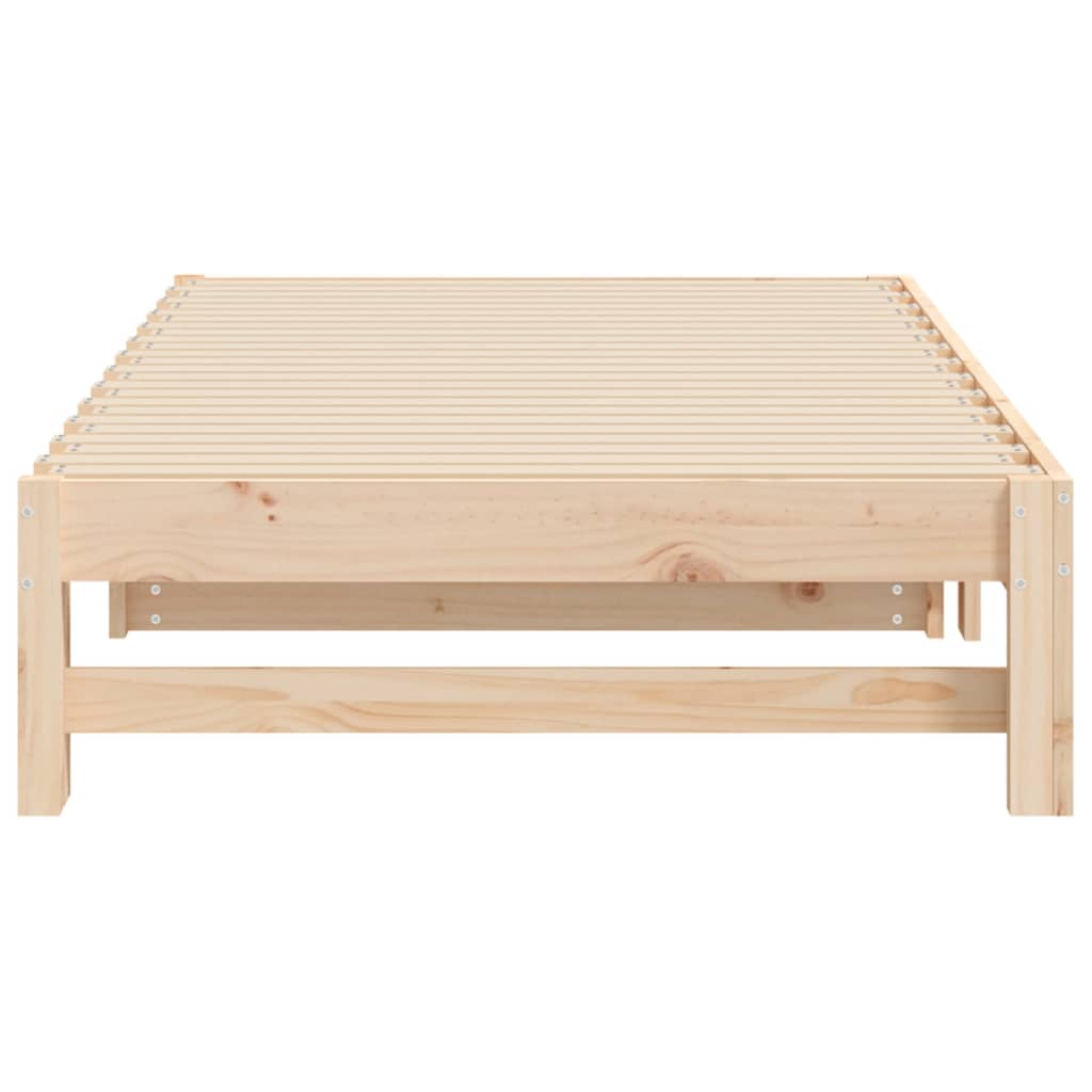 Slaapbank Uitschuifbaar Massief Grenenhout 2X(90X190) Cm 195.5 x 179 x 30 cm Naturel