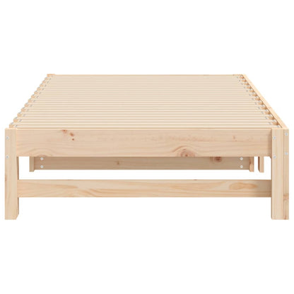 Slaapbank Uitschuifbaar Massief Grenenhout 2X(90X190) Cm 195.5 x 179 x 30 cm Naturel