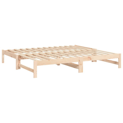 Slaapbank Uitschuifbaar Massief Grenenhout 2X(75X190) Cm 195.5 x 148 x 30 cm Naturel