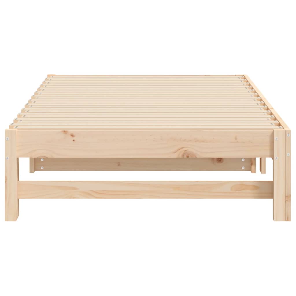 Slaapbank Uitschuifbaar Massief Grenenhout 2X(75X190) Cm 195.5 x 148 x 30 cm Naturel
