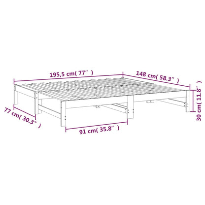 Slaapbank Uitschuifbaar Massief Grenenhout 2X(75X190) Cm 195.5 x 148 x 30 cm Wit