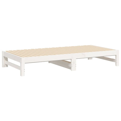 Slaapbank Uitschuifbaar Massief Grenenhout 2X(75X190) Cm 195.5 x 148 x 30 cm Wit