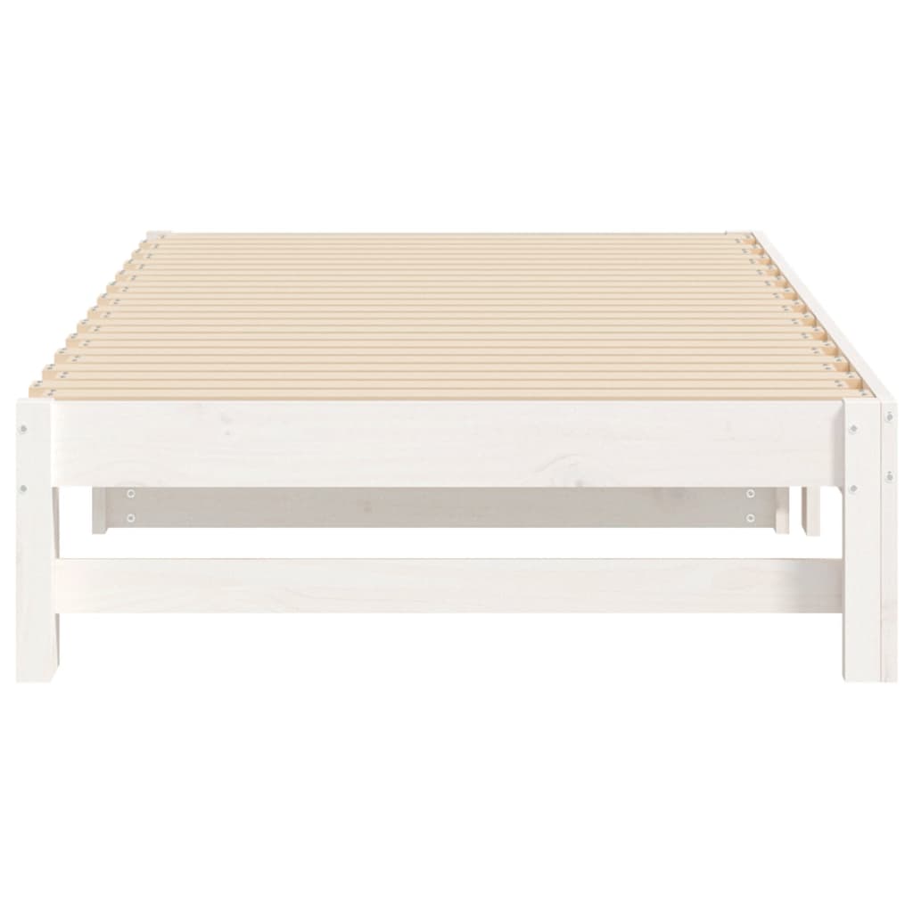 Slaapbank Uitschuifbaar Massief Grenenhout 2X(75X190) Cm 195.5 x 148 x 30 cm Wit