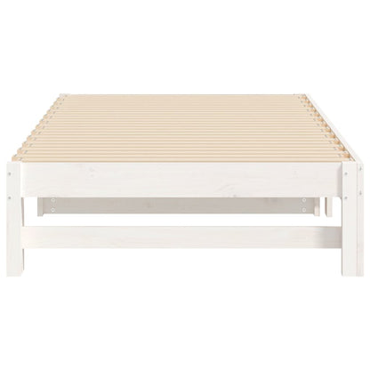Slaapbank Uitschuifbaar Massief Grenenhout 2X(75X190) Cm 195.5 x 148 x 30 cm Wit