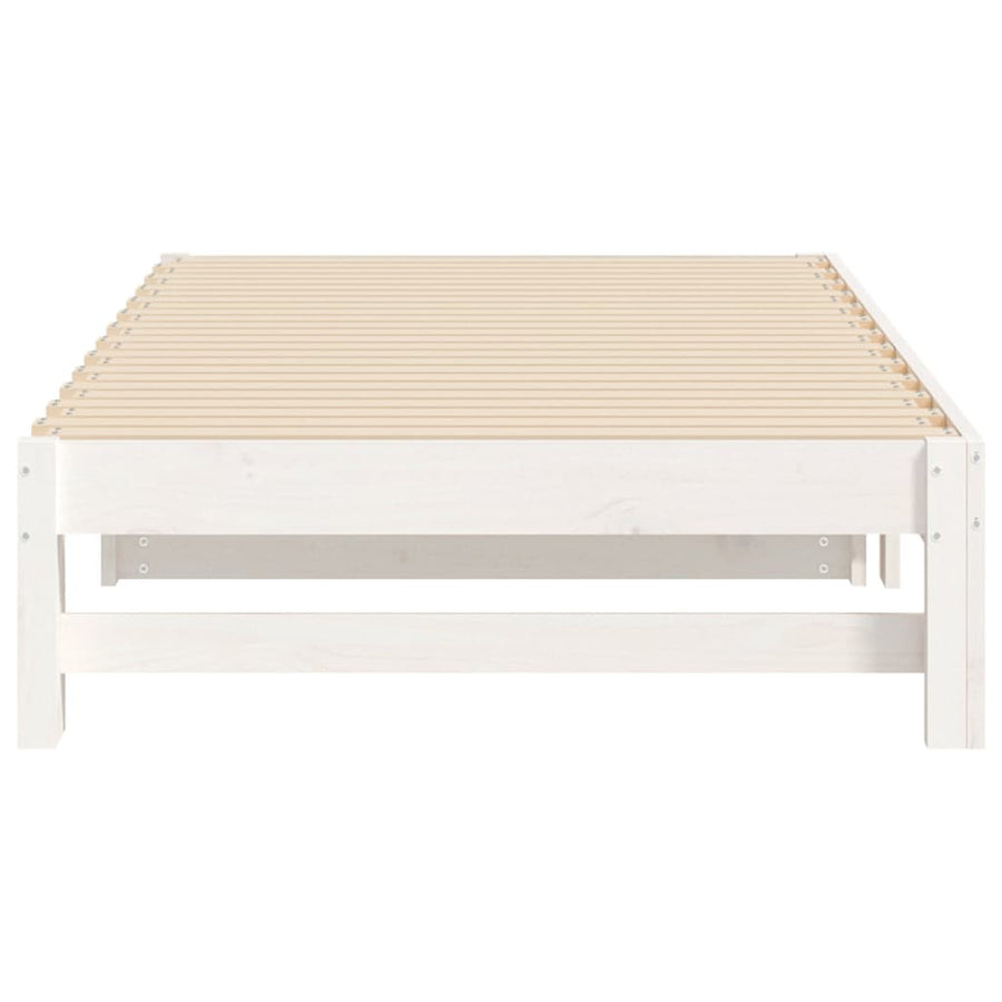Slaapbank Uitschuifbaar Massief Grenenhout 2X(75X190) Cm 195.5 x 148 x 30 cm Wit