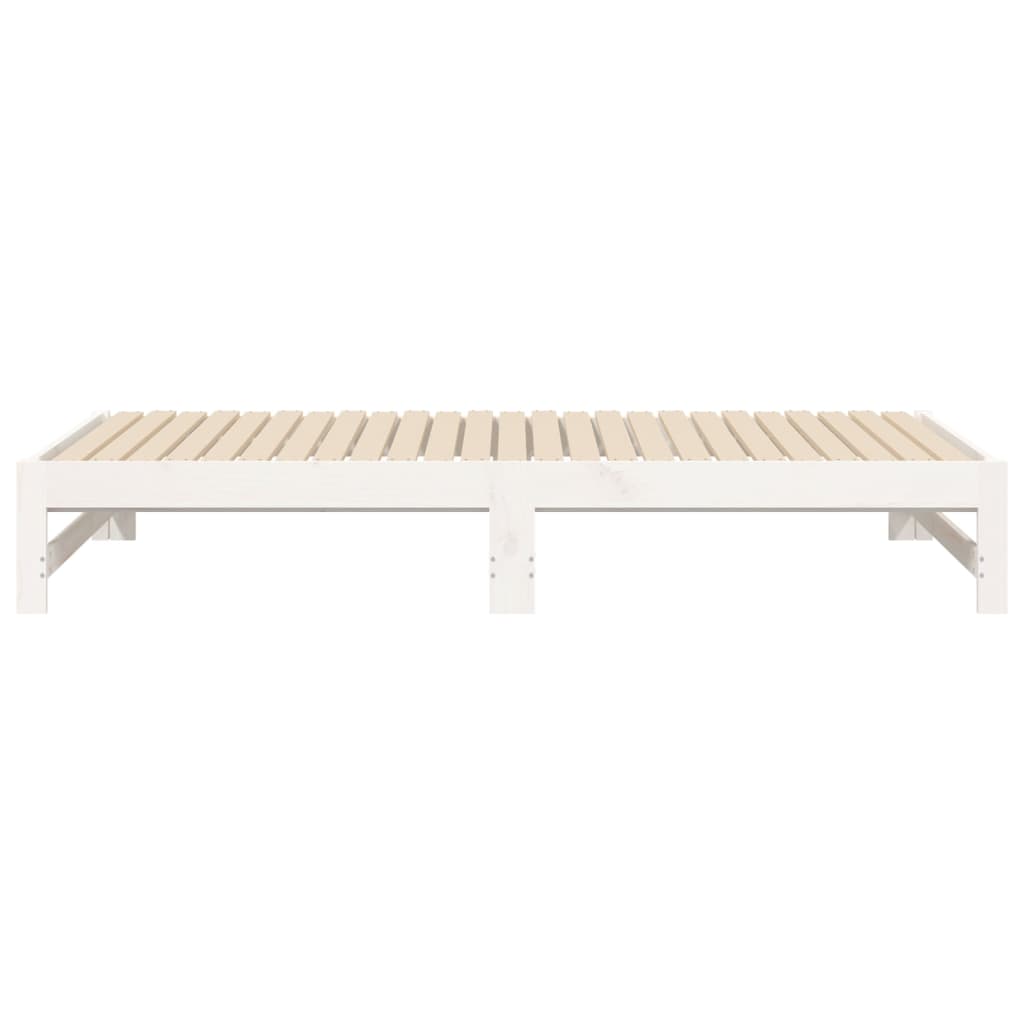 Slaapbank Uitschuifbaar Massief Grenenhout 2X(75X190) Cm 195.5 x 148 x 30 cm Wit