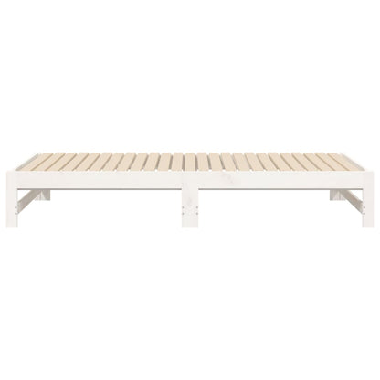 Slaapbank Uitschuifbaar Massief Grenenhout 2X(75X190) Cm 195.5 x 148 x 30 cm Wit