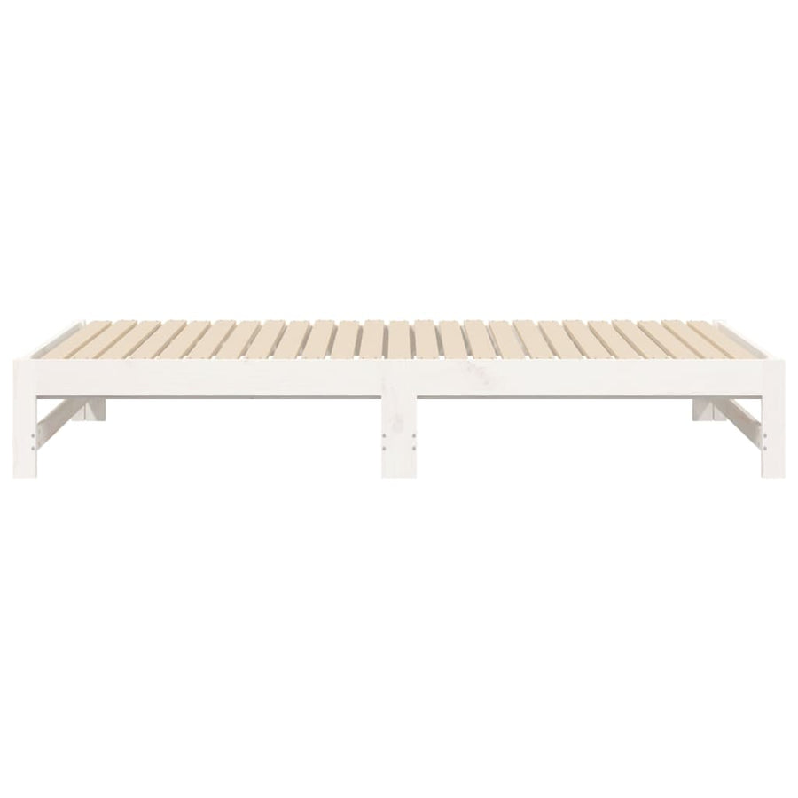 Slaapbank Uitschuifbaar Massief Grenenhout 2X(75X190) Cm 195.5 x 148 x 30 cm Wit