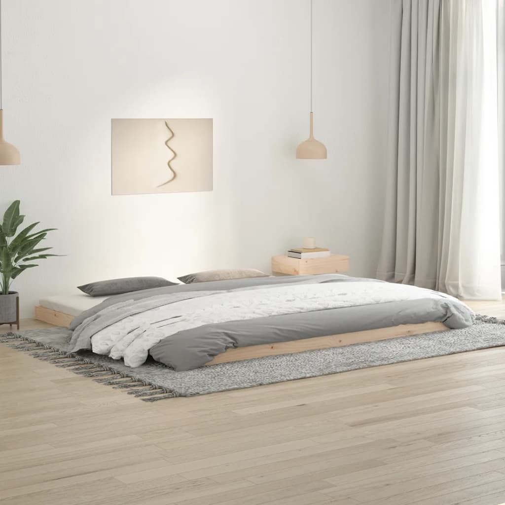Bedframe Massief Grenenhout 200 x 200 cm Naturel