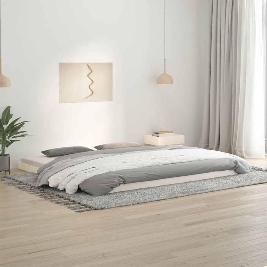 Bedframe Massief Grenenhout 200 x 200 cm Wit