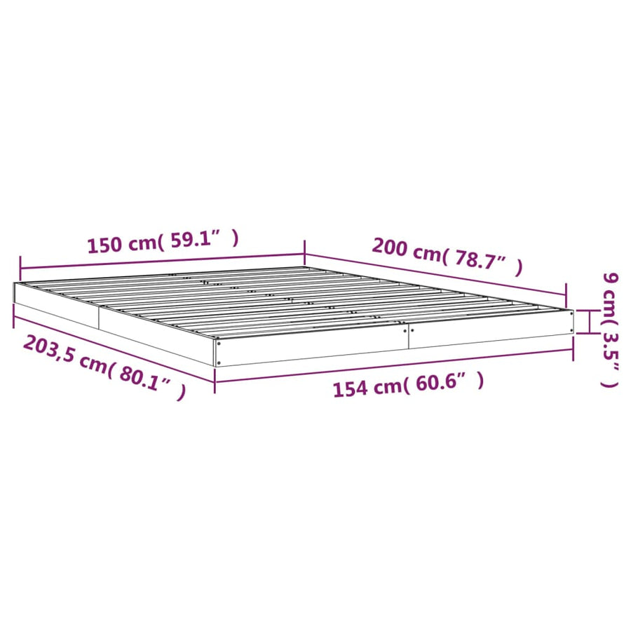 Bedframe Massief Grenenhout King Size 150 x 200 cm Naturel