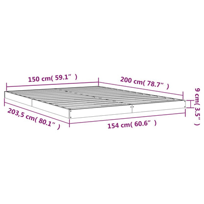 Bedframe Massief Grenenhout King Size 150 x 200 cm Wit