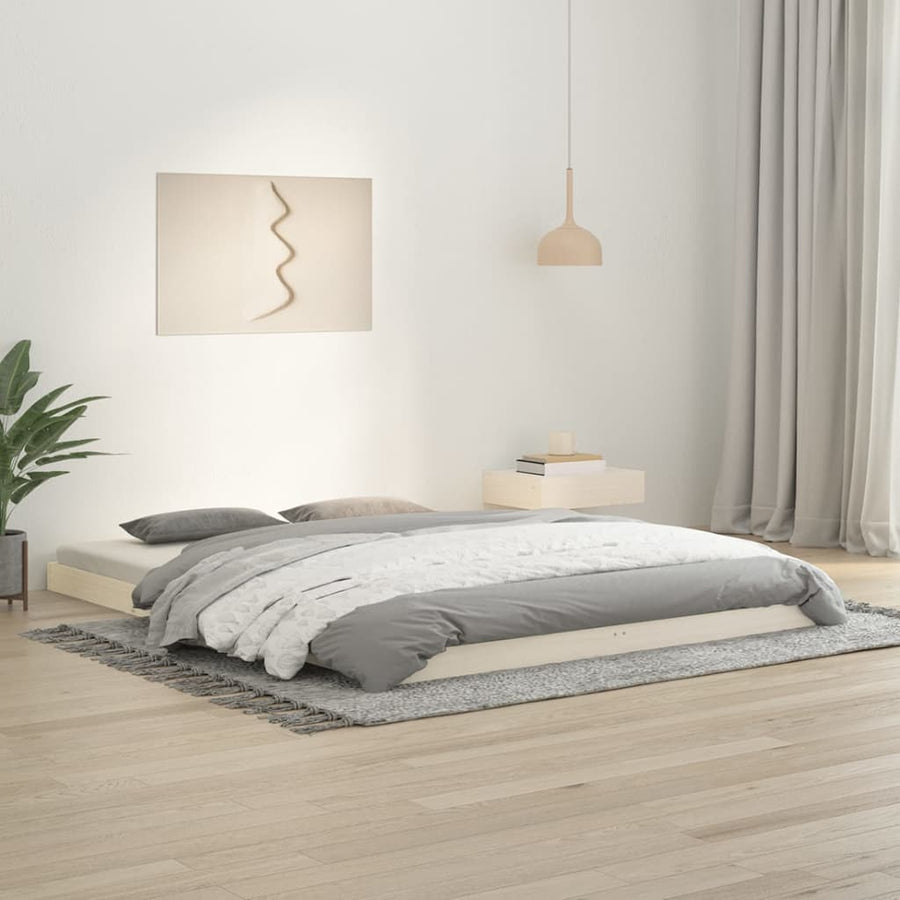 Bedframe Massief Grenenhout King Size 150 x 200 cm Wit