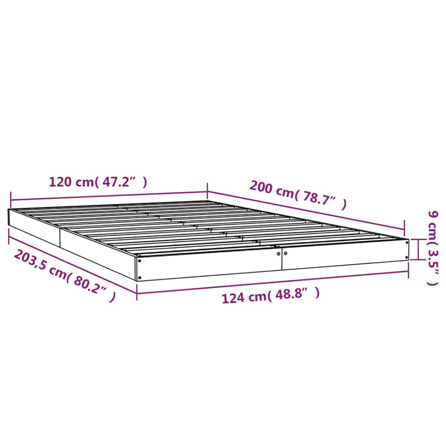 Bedframe Massief Grenenhout 120 x 200 cm Naturel