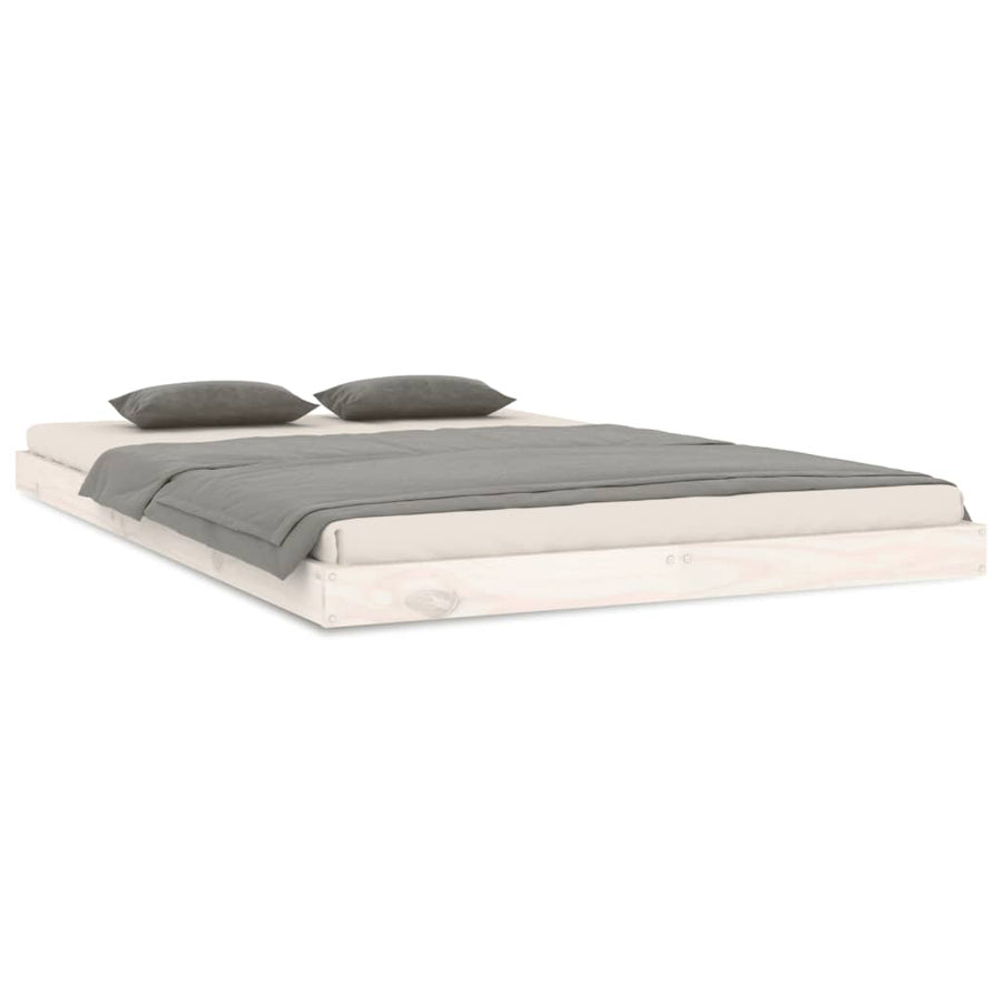 Bedframe Massief Grenenhout 120 x 200 cm Wit