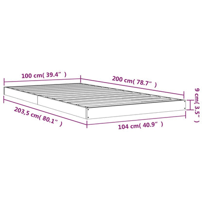 Bedframe Massief Grenenhout 100 x 200 cm Naturel