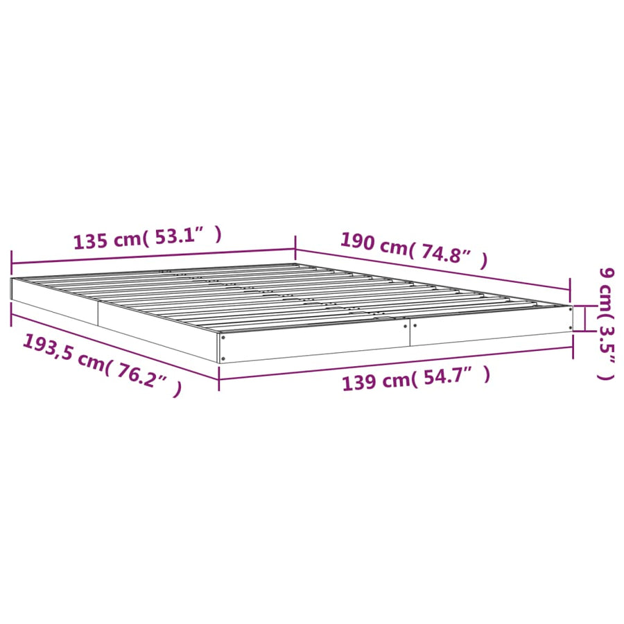 Bedframe Massief Grenenhout Double 135 x 190 cm Naturel