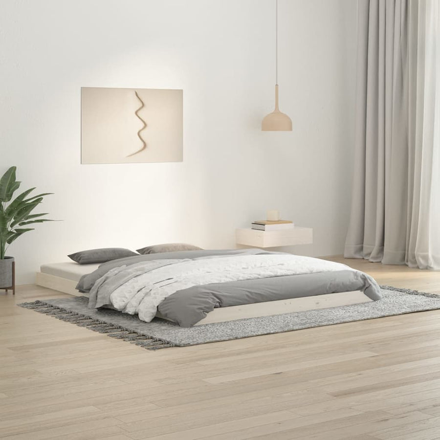 Bedframe Massief Grenenhout Double 135 x 190 cm Wit