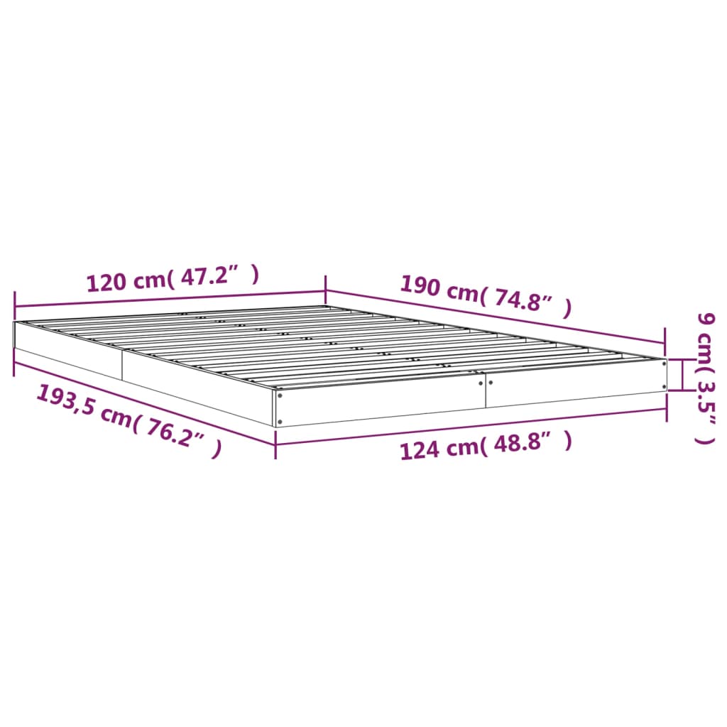 Bedframe Massief Grenenhout Small Double 120 x 190 cm Wit