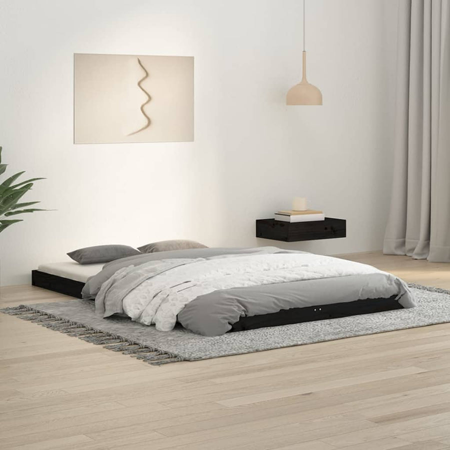 Bedframe Massief Grenenhout 120 x 190 cm Zwart