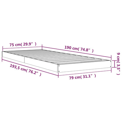 Bedframe Massief Grenenhout Small Single 75 x 190 cm Wit