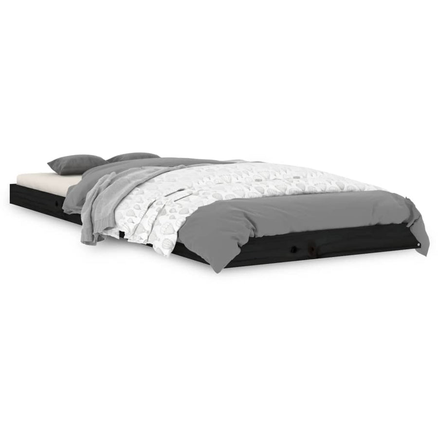 Bedframe Massief Grenenhout 75 x 190 cm Zwart