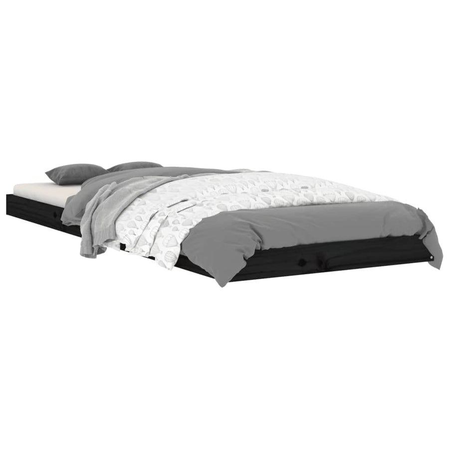 Bedframe Massief Grenenhout 75 x 190 cm Zwart
