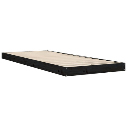 Bedframe Massief Grenenhout 75 x 190 cm Zwart