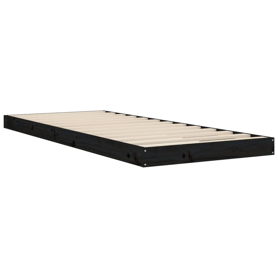 Bedframe Massief Grenenhout 75 x 190 cm Zwart
