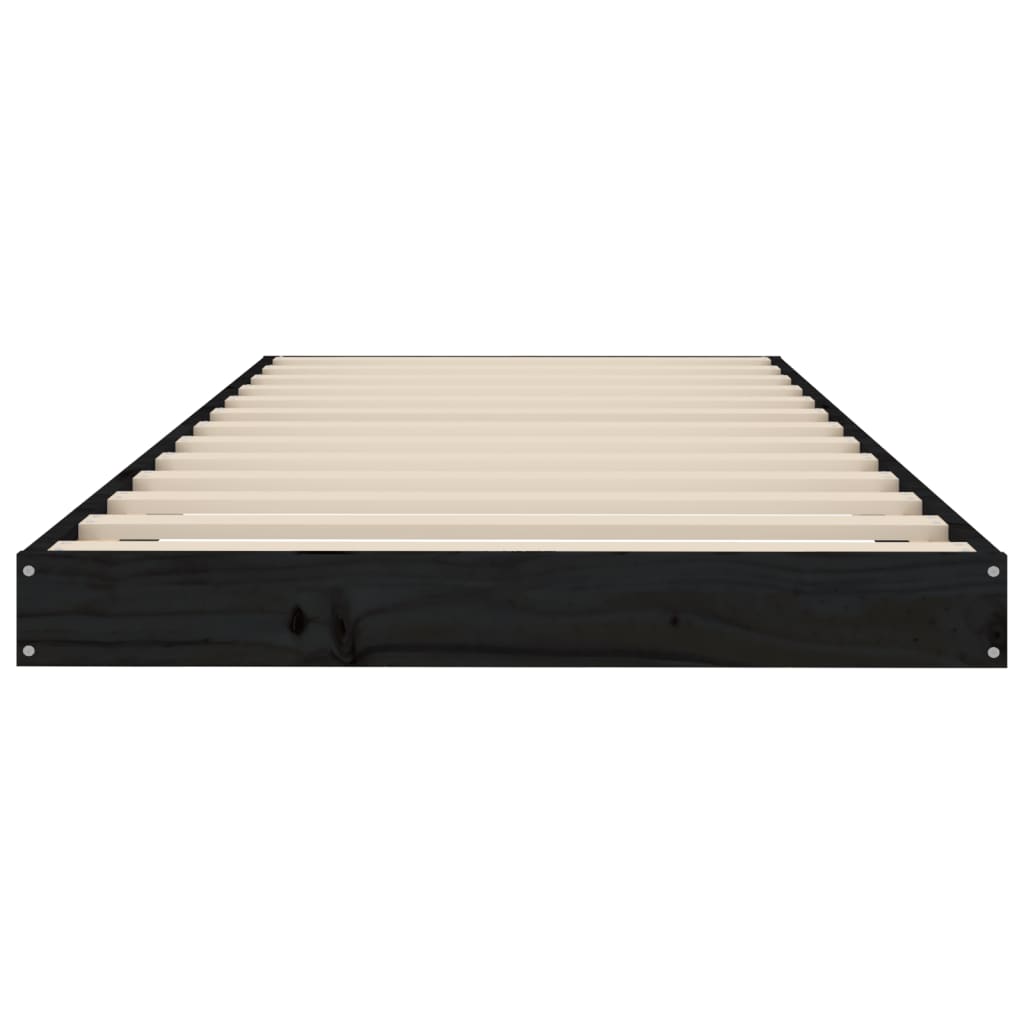 Bedframe Massief Grenenhout 75 x 190 cm Zwart