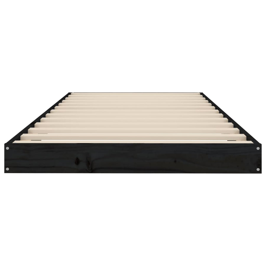 Bedframe Massief Grenenhout 75 x 190 cm Zwart