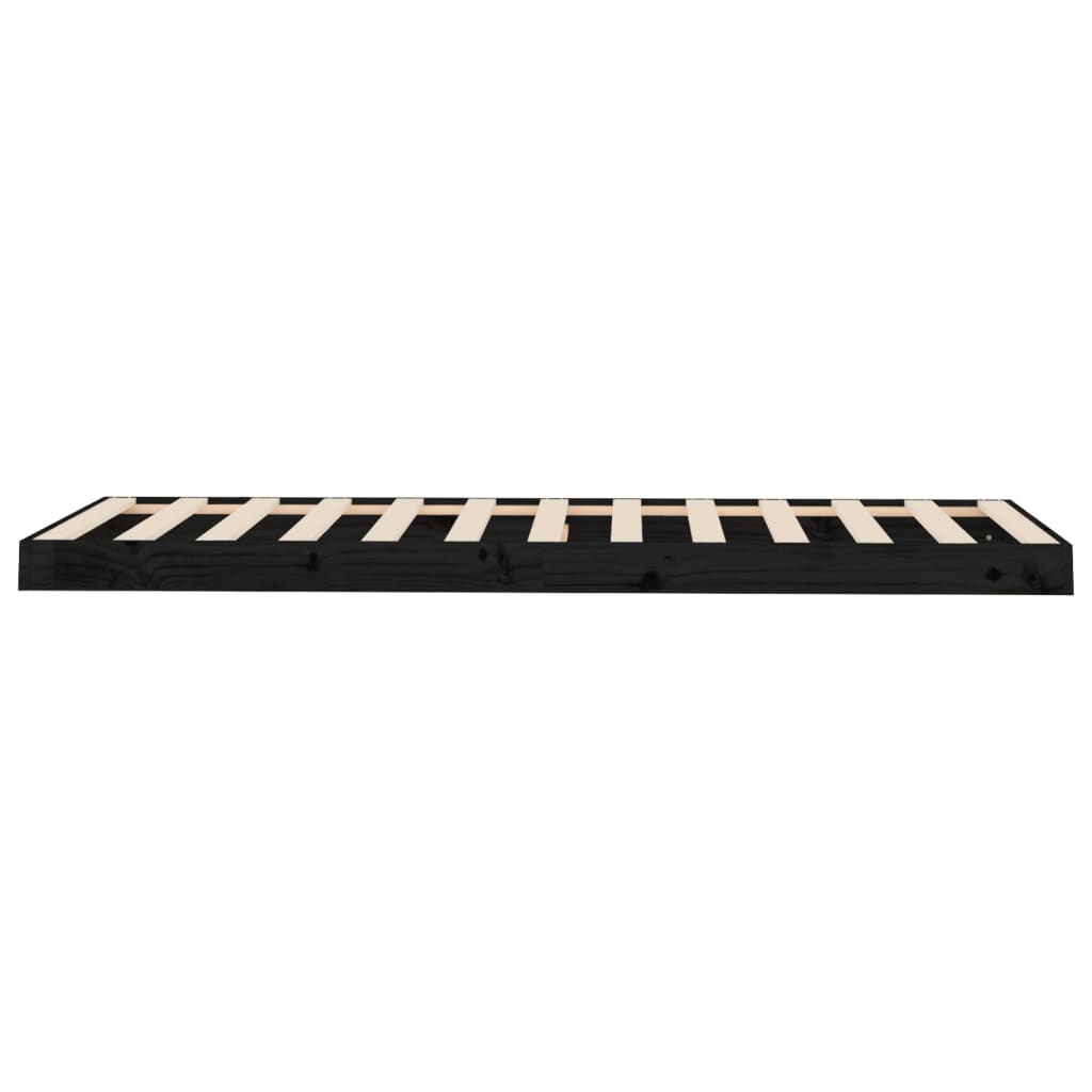 Bedframe Massief Grenenhout 75 x 190 cm Zwart