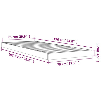 Bedframe Massief Grenenhout 75 x 190 cm Zwart