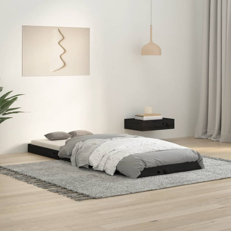 Bedframe Massief Grenenhout 75 x 190 cm Zwart