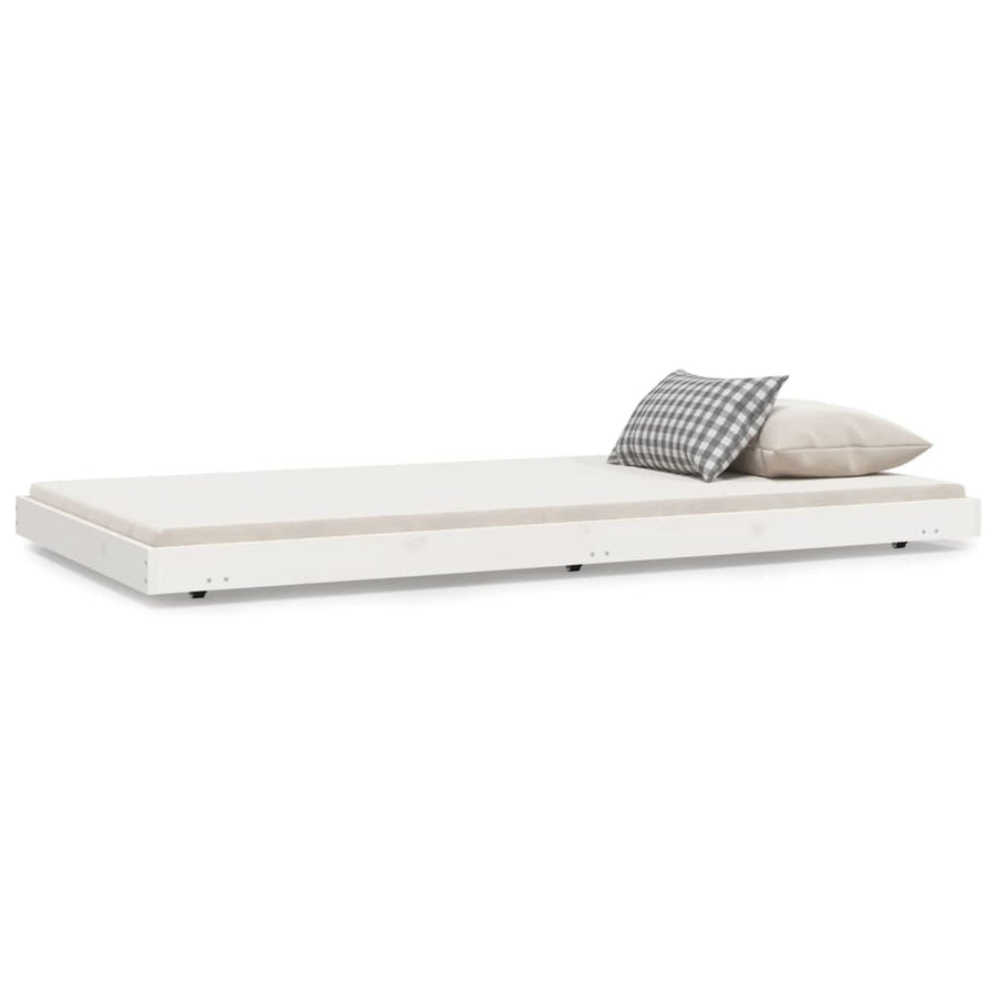 Bedframe massief grenenhout wit 100x200 cm 100 x 200 cm Wit