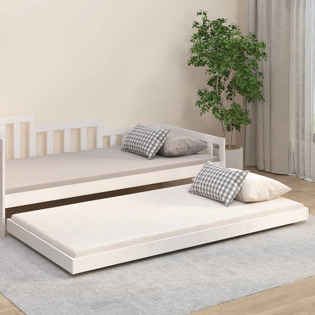 Bedframe massief grenenhout wit 100x200 cm 100 x 200 cm Wit