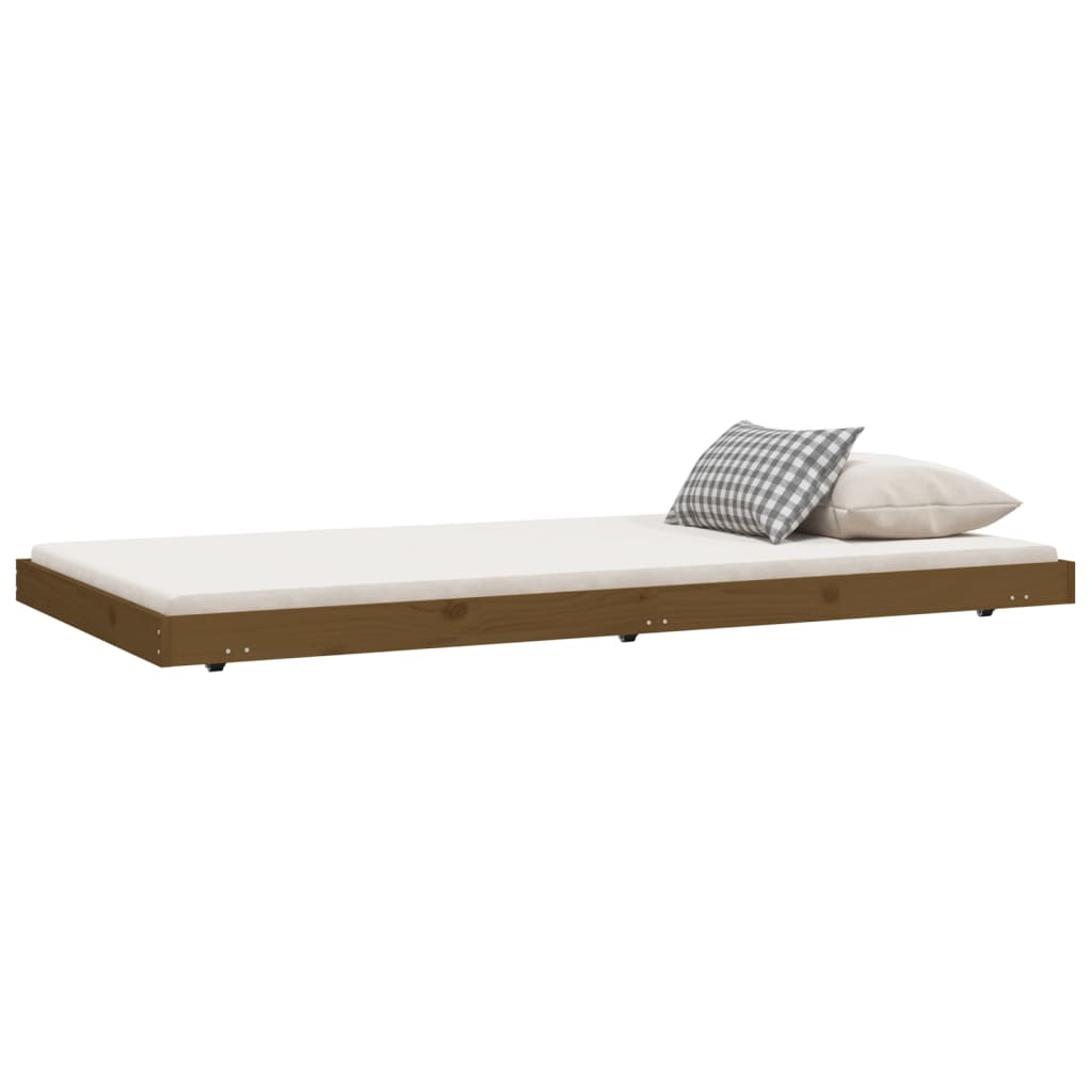 Bedframe massief grenenhout honingbruin 100x200 cm 100 x 200 cm Honingbruin