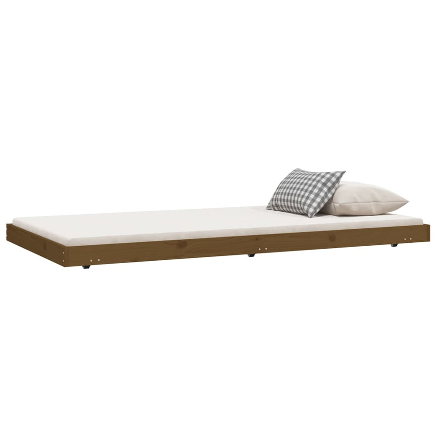 Bedframe massief grenenhout honingbruin 100x200 cm 100 x 200 cm Honingbruin