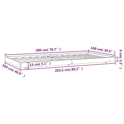 Bedframe massief grenenhout honingbruin 100x200 cm 100 x 200 cm Honingbruin