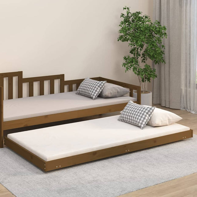 Bedframe massief grenenhout honingbruin 100x200 cm 100 x 200 cm Honingbruin