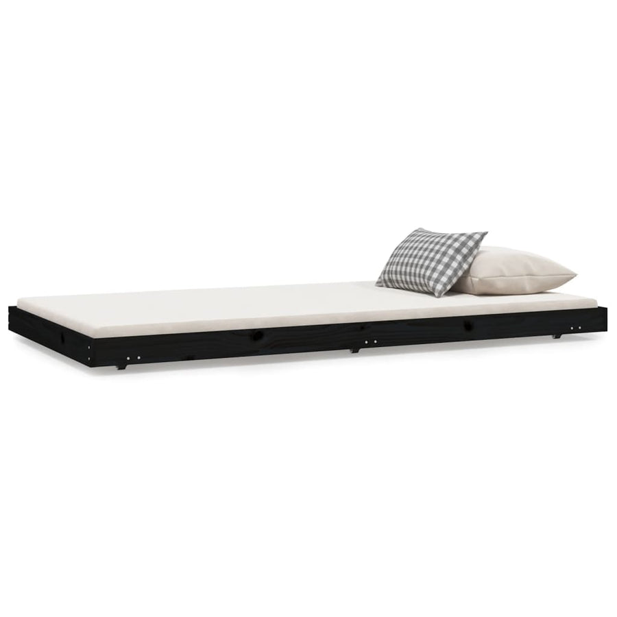 Bedframe massief grenenhout zwart 100x200 cm 100 x 200 cm Zwart