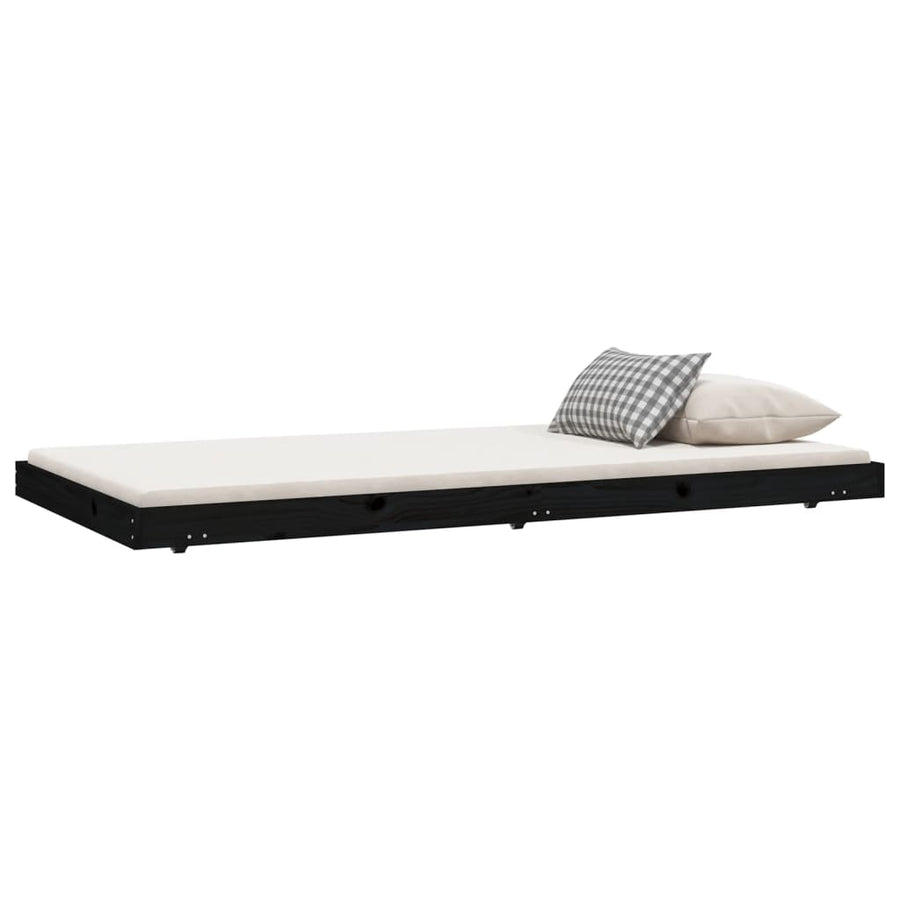 Bedframe massief grenenhout zwart 100x200 cm 100 x 200 cm Zwart