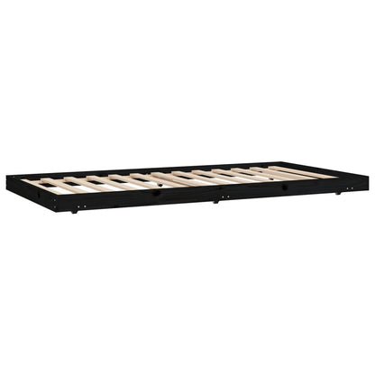 Bedframe massief grenenhout zwart 100x200 cm 100 x 200 cm Zwart
