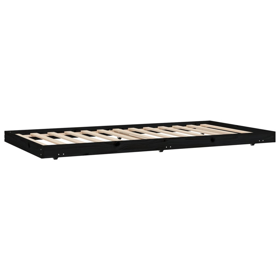 Bedframe massief grenenhout zwart 100x200 cm 100 x 200 cm Zwart